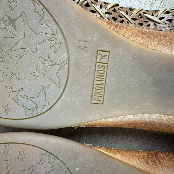 Pikolinos Leather Woven Slip-On Heel mule Sandals Size 41 10.5 / 11 Light Brown - Picture 3 of 15